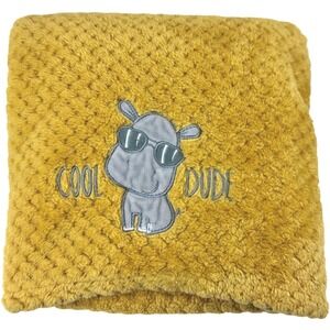 Little Joy Baby Golden Yellow Cool Dude Hippo Blanket Textured 30x40 Lovey Soft
